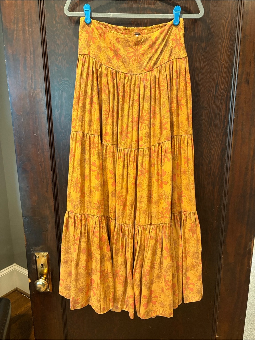 Free People Rust Floral Tiered Maxi Skirt